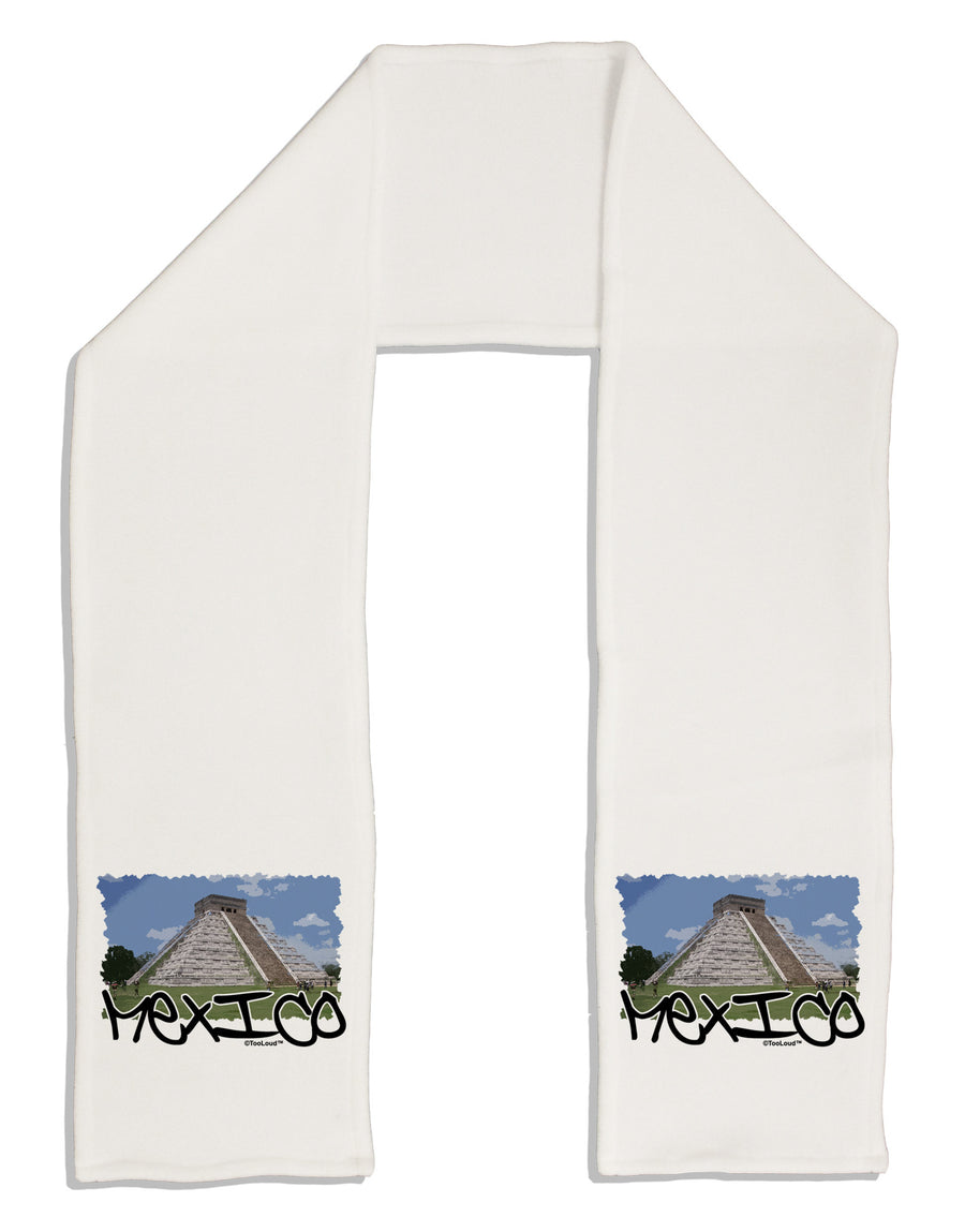 Mexico - Mayan Temple Cut-out Adult Fleece 64" Scarf-TooLoud-White-One-Size-Adult-Davson Sales