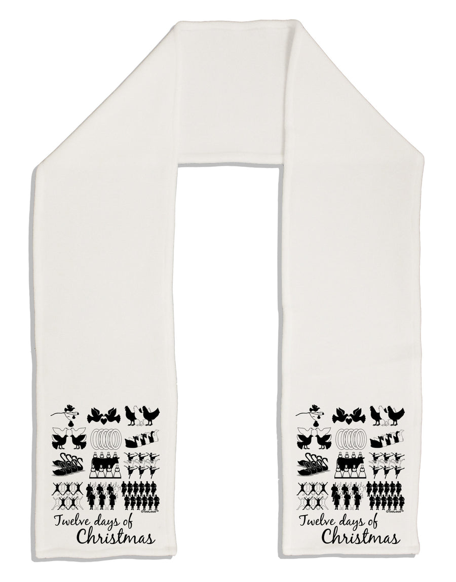 TooLoud Twelve Days of Christmas Text Adult Fleece 64&#x22; Scarf-TooLoud-White-One-Size-Adult-Davson Sales