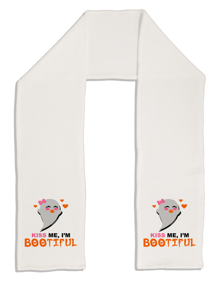 Kiss Me BOOtiful Ghost Orange Adult Fleece 64&#x22; Scarf-TooLoud-White-One-Size-Adult-Davson Sales