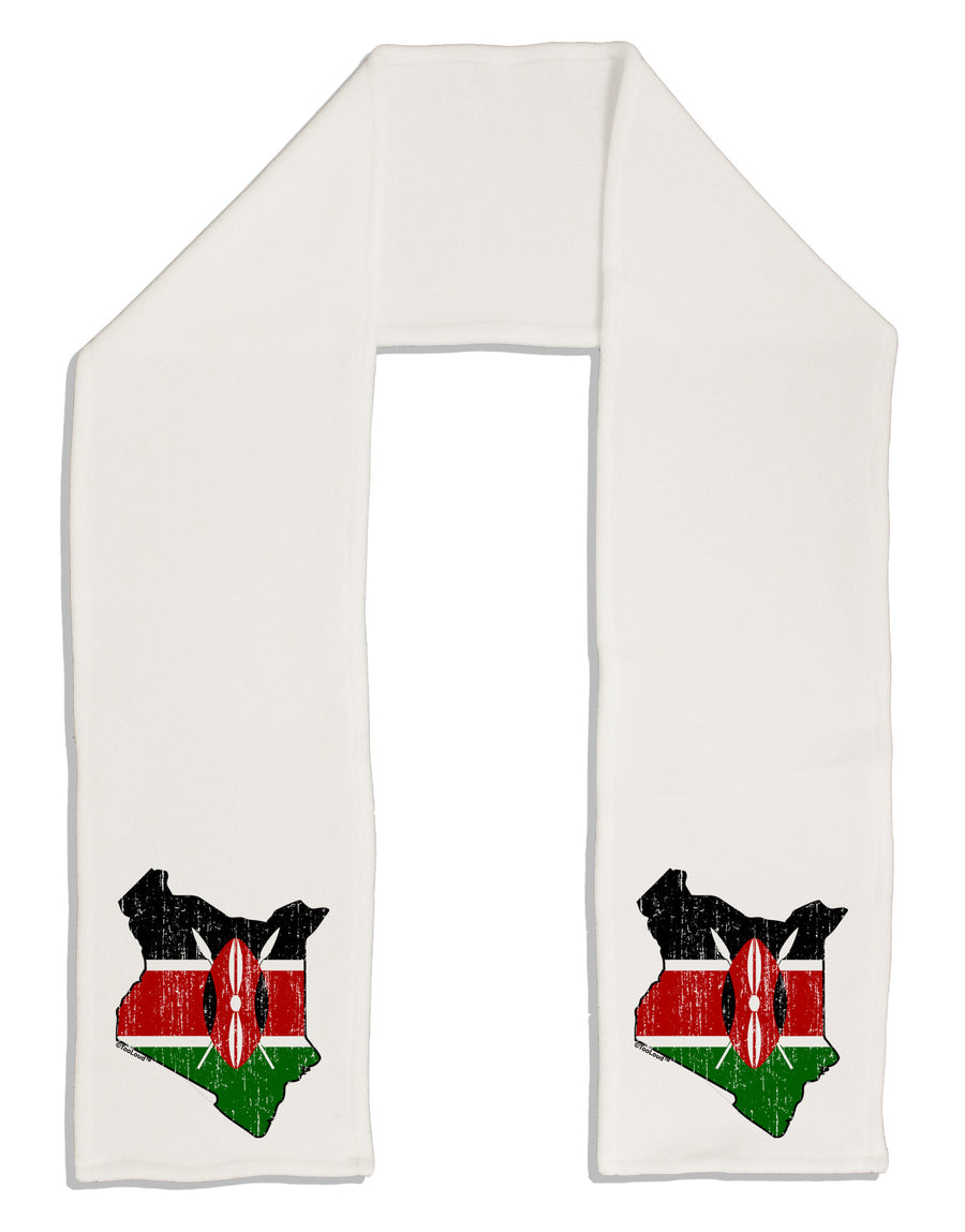 Kenya Flag Silhouette Distressed Adult Fleece 64&#x22; Scarf-TooLoud-White-One-Size-Adult-Davson Sales