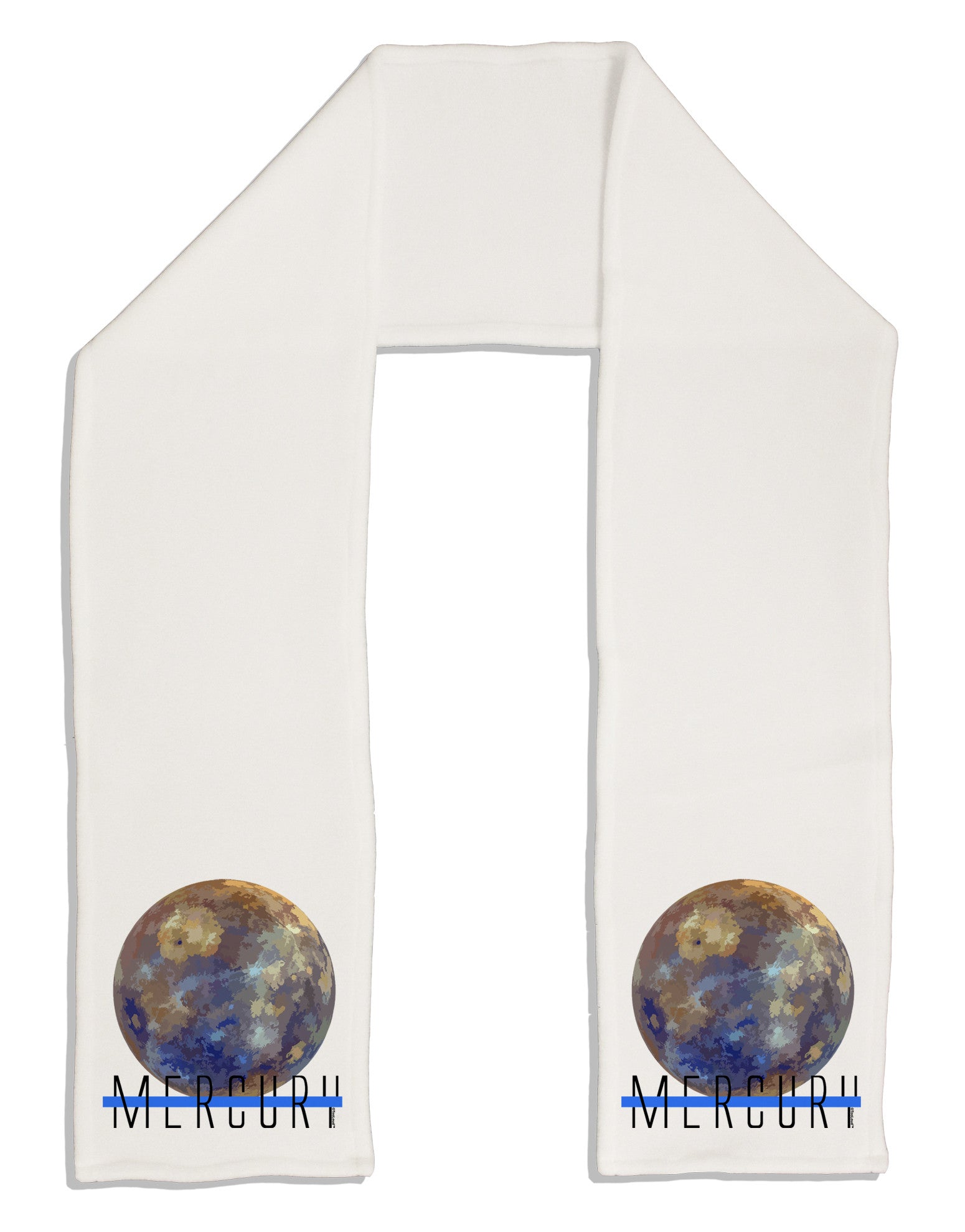 Planet Mercury Text Adult Fleece 64&#x22; Scarf-TooLoud-White-One-Size-Adult-Davson Sales