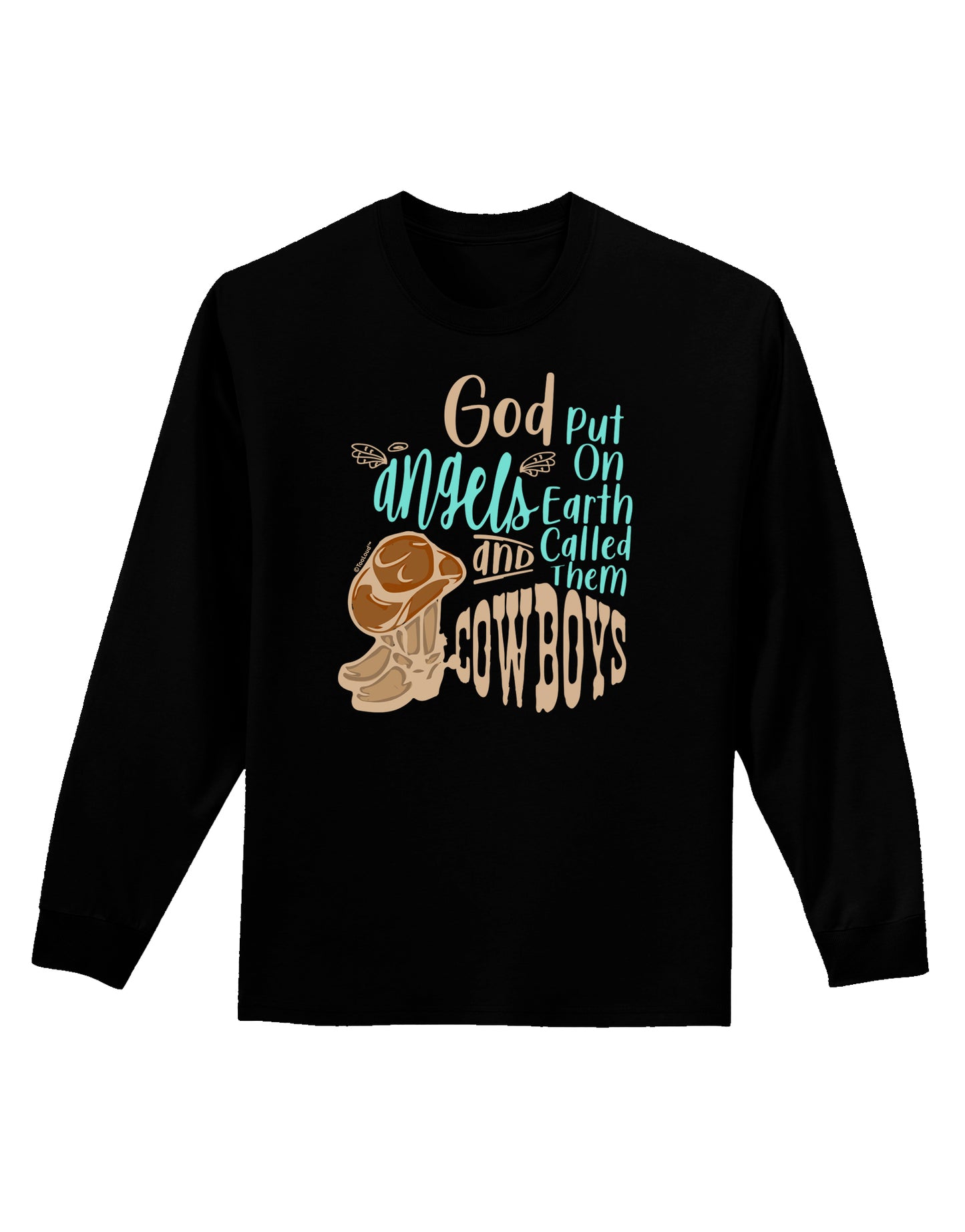 God put Angels on Earth and called them Cowboys Adult Long Sleeve Shirt-Long Sleeve Shirt-TooLoud-Black-Small-Davson Sales