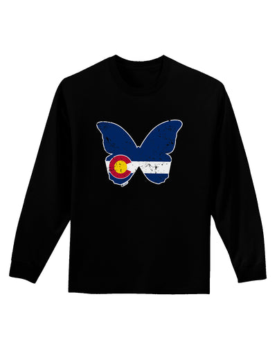 Grunge Colorado Butterfly Flag Adult Long Sleeve Shirt-Long Sleeve Shirt-TooLoud-Black-Small-Davson Sales