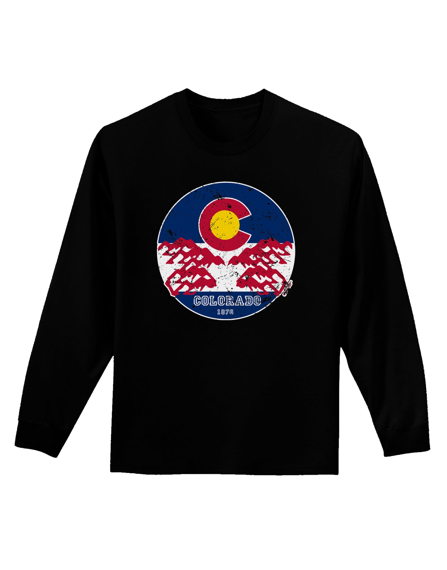 Grunge Colorado Emblem Flag Adult Long Sleeve Shirt-Long Sleeve Shirt-TooLoud-Black-Small-Davson Sales