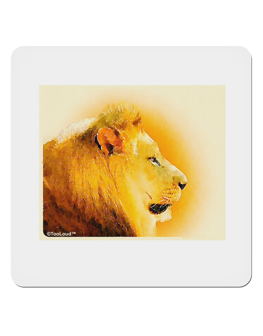 Lion Watercolor 3 4x4&#x22; Square Sticker 4 Pieces-Stickers-TooLoud-White-Davson Sales