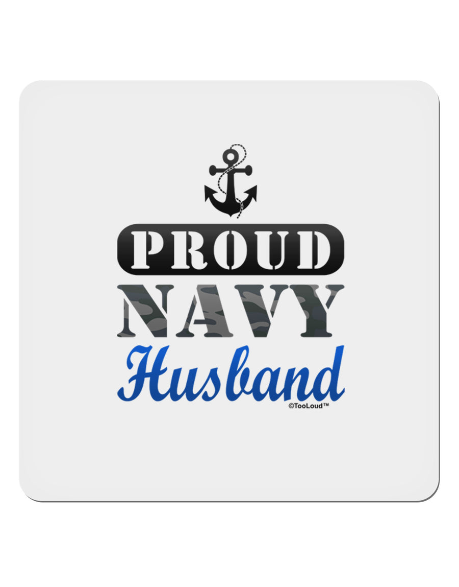 Proud Navy Husband 4x4&#x22; Square Sticker-Stickers-TooLoud-1-Davson Sales