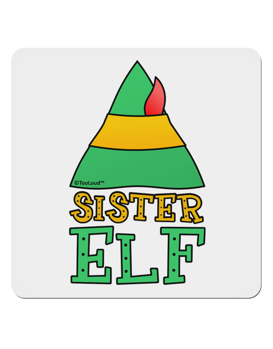 Matching Christmas Design - Elf Family - Sister Elf 4x4&#x22; Square Sticker 4 Pieces-Stickers-TooLoud-White-Davson Sales