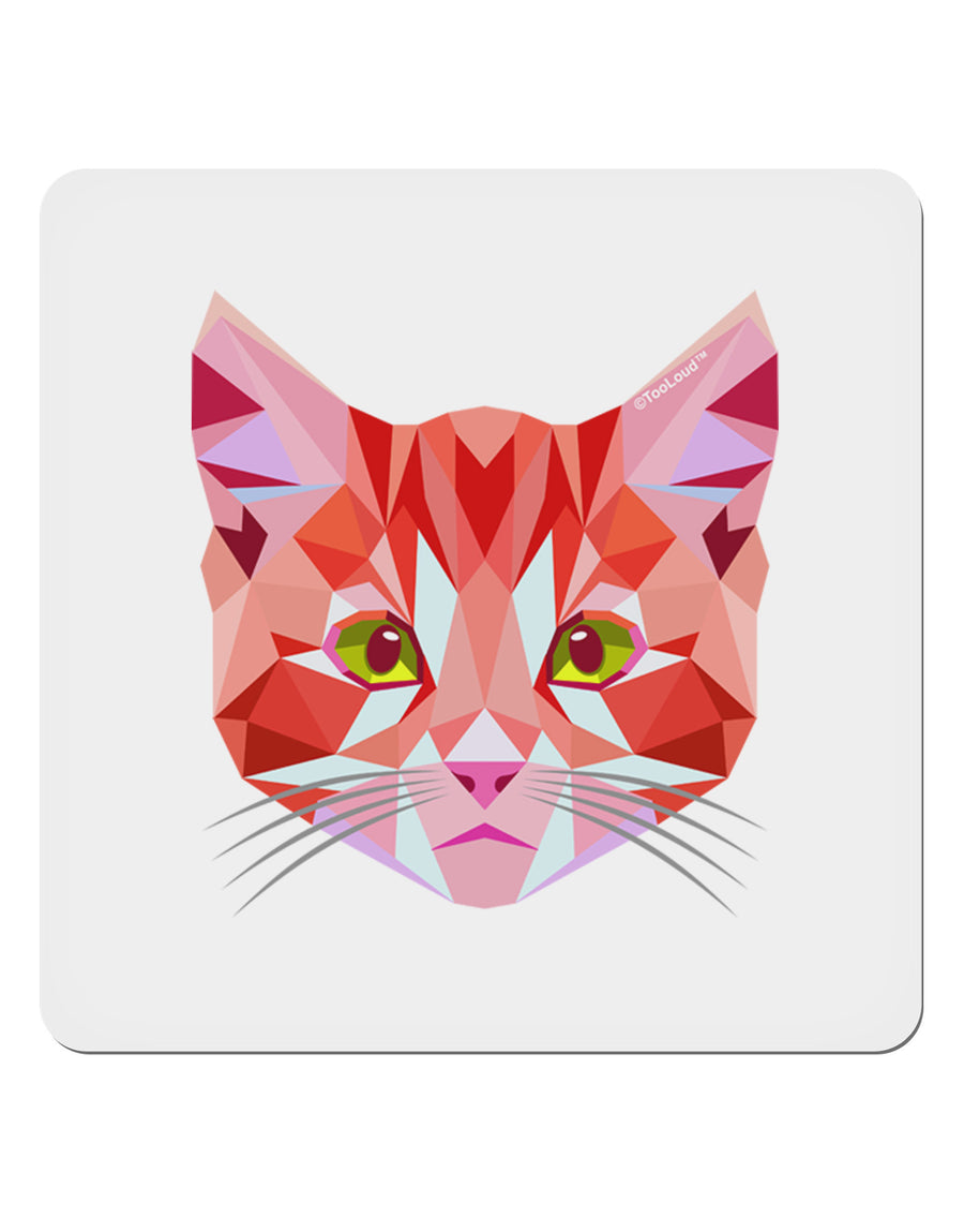 Geometric Kitty Red 4x4&#x22; Square Sticker-Stickers-TooLoud-1-Davson Sales