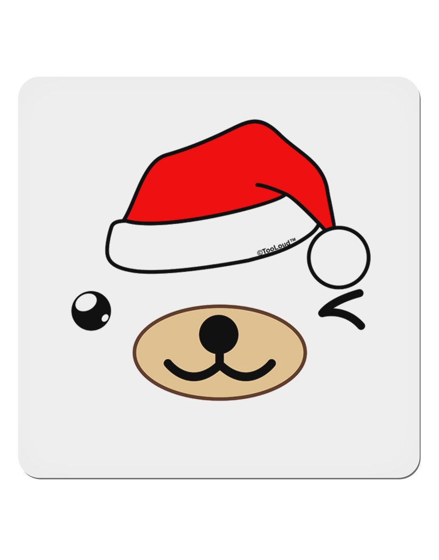 Kyu-T Face Beartholomew Santa Boy Bear 4x4&#x22; Square Sticker 4 Pieces-Stickers-TooLoud-White-Davson Sales