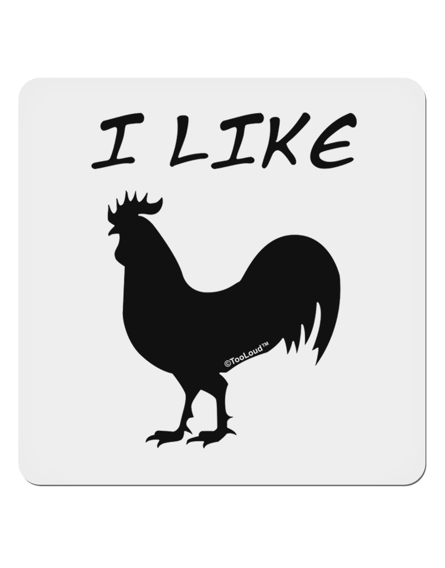 I Like Rooster Silhouette - Funny 4x4&#x22; Square Sticker 4 Pieces-Stickers-TooLoud-White-Davson Sales