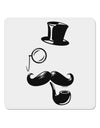 Tophat Mustache Pipe and Monocle 4x4&#x22; Square Sticker 4 Pieces-Stickers-TooLoud-White-Davson Sales