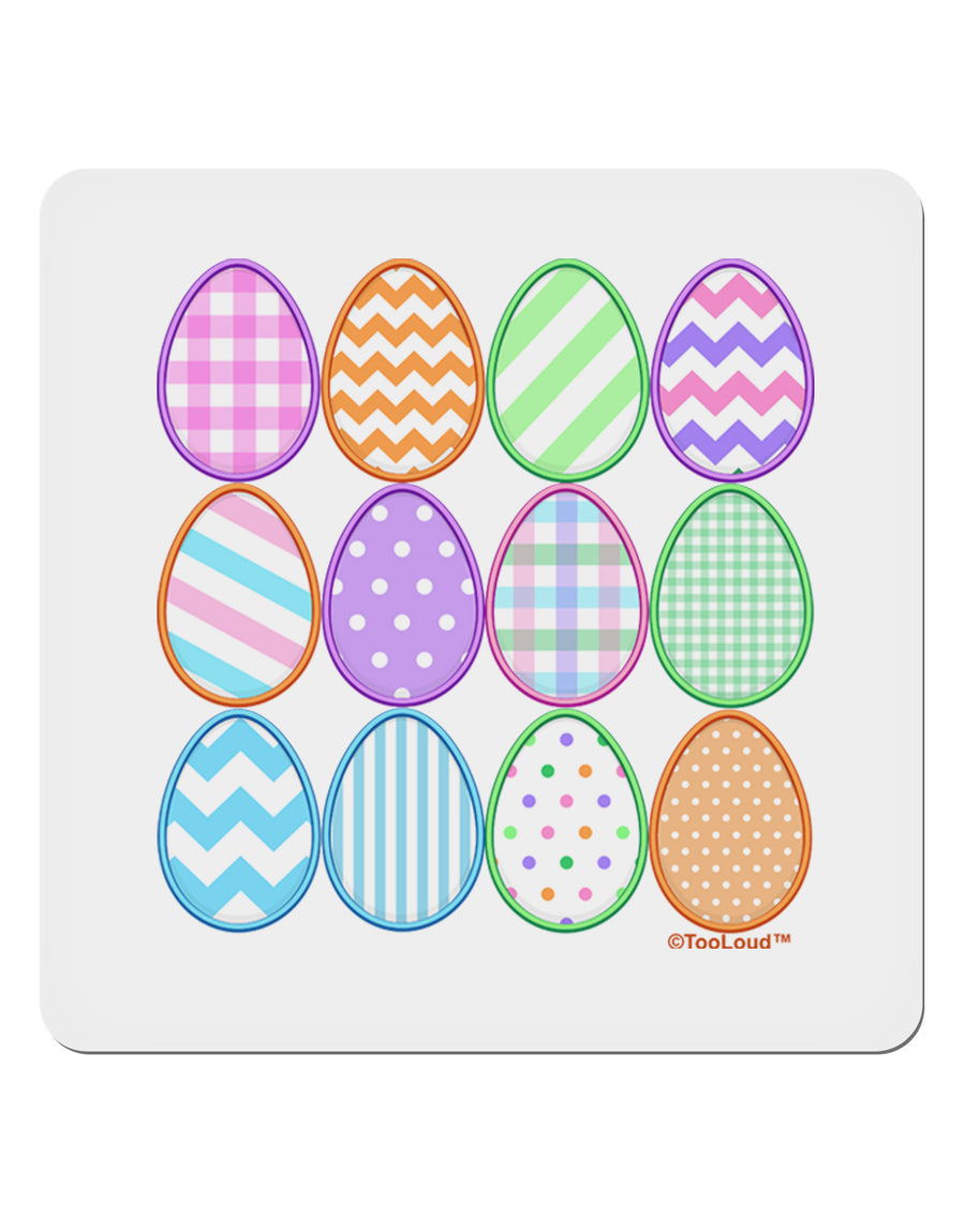 Cute Faux Applique Easter Eggs 4x4&#x22; Square Sticker-Stickers-TooLoud-1-Davson Sales