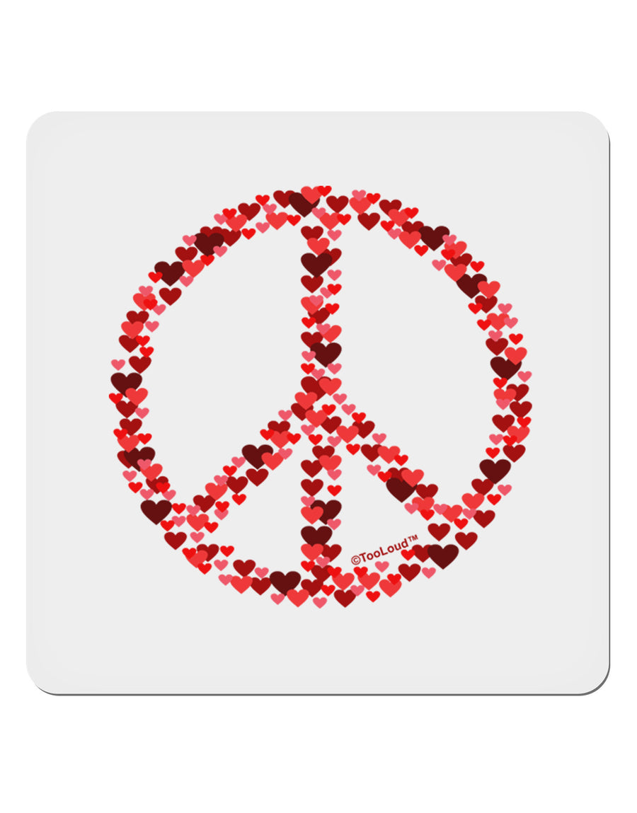 Peace Sign Hearts Red 4x4&#x22; Square Sticker-Stickers-TooLoud-1-Davson Sales