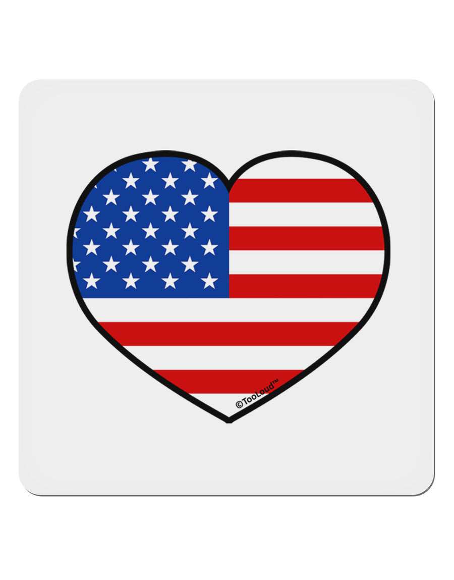 American Flag Heart Design 4x4&#x22; Square Sticker 4 Pieces-Stickers-TooLoud-White-Davson Sales
