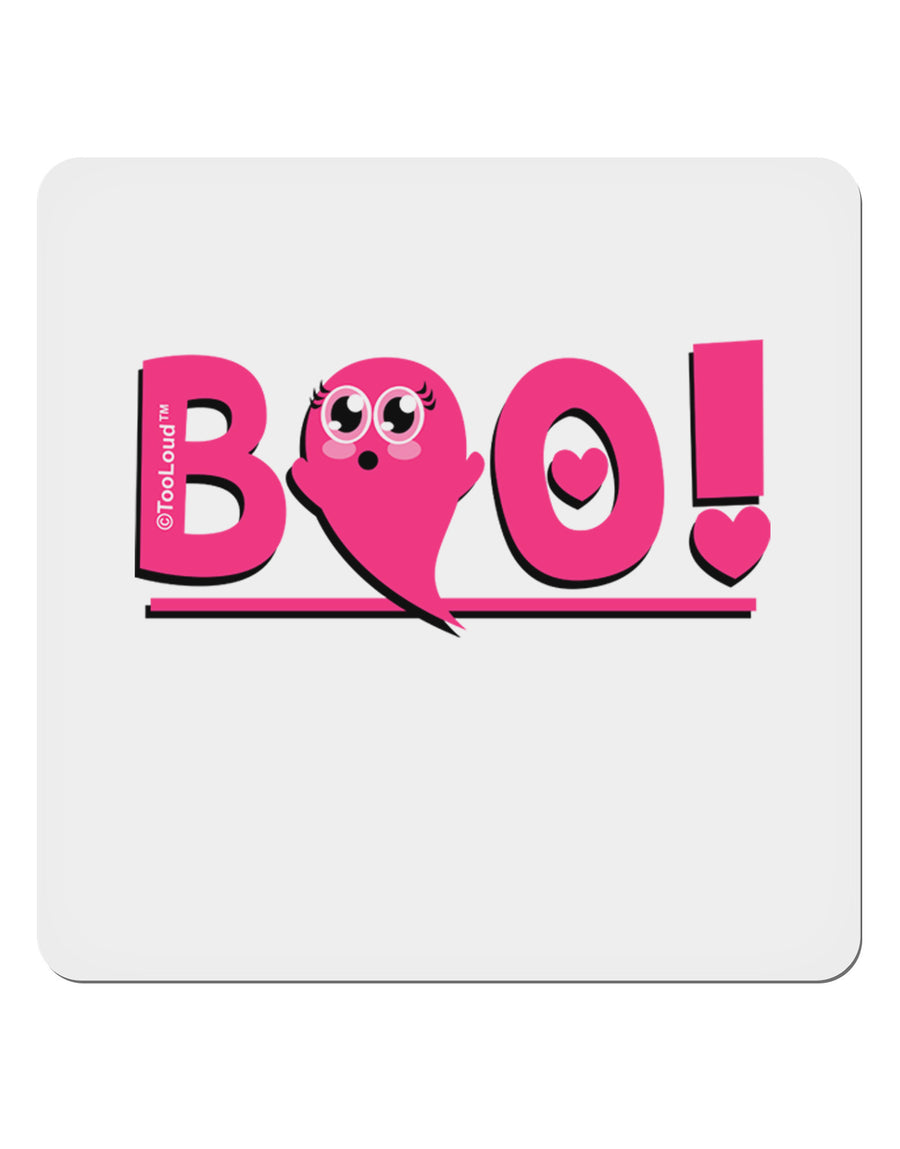 Cute Boo Text Pink 4x4&#x22; Square Sticker 4 Pieces-Stickers-TooLoud-White-Davson Sales