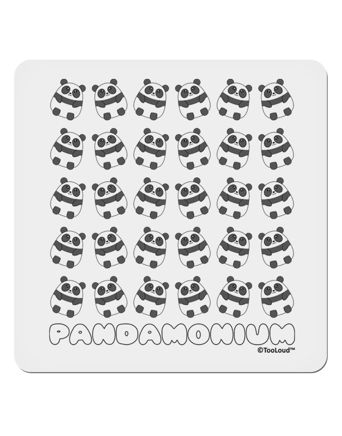 Pandamonium Pandas 4x4&#x22; Square Sticker 4 Pieces-Stickers-TooLoud-White-Davson Sales
