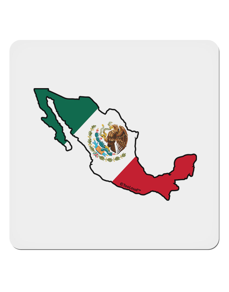 Mexico Outline - Mexican Flag 4x4&#x22; Square Sticker 4 Pieces-Stickers-TooLoud-White-Davson Sales