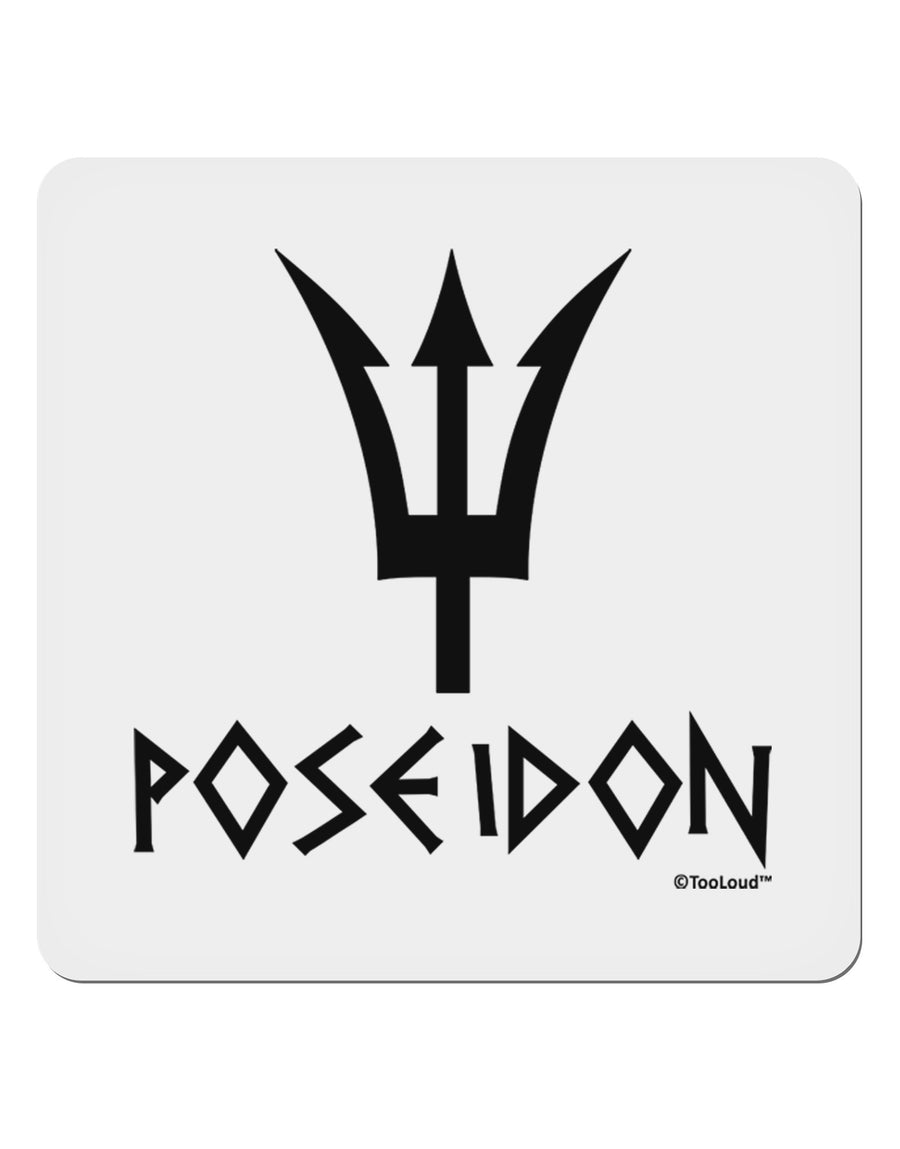 Trident of Poseidon with Text - Greek Mythology 4x4&#x22; Square Sticker 4 Pieces-Stickers-TooLoud-White-Davson Sales