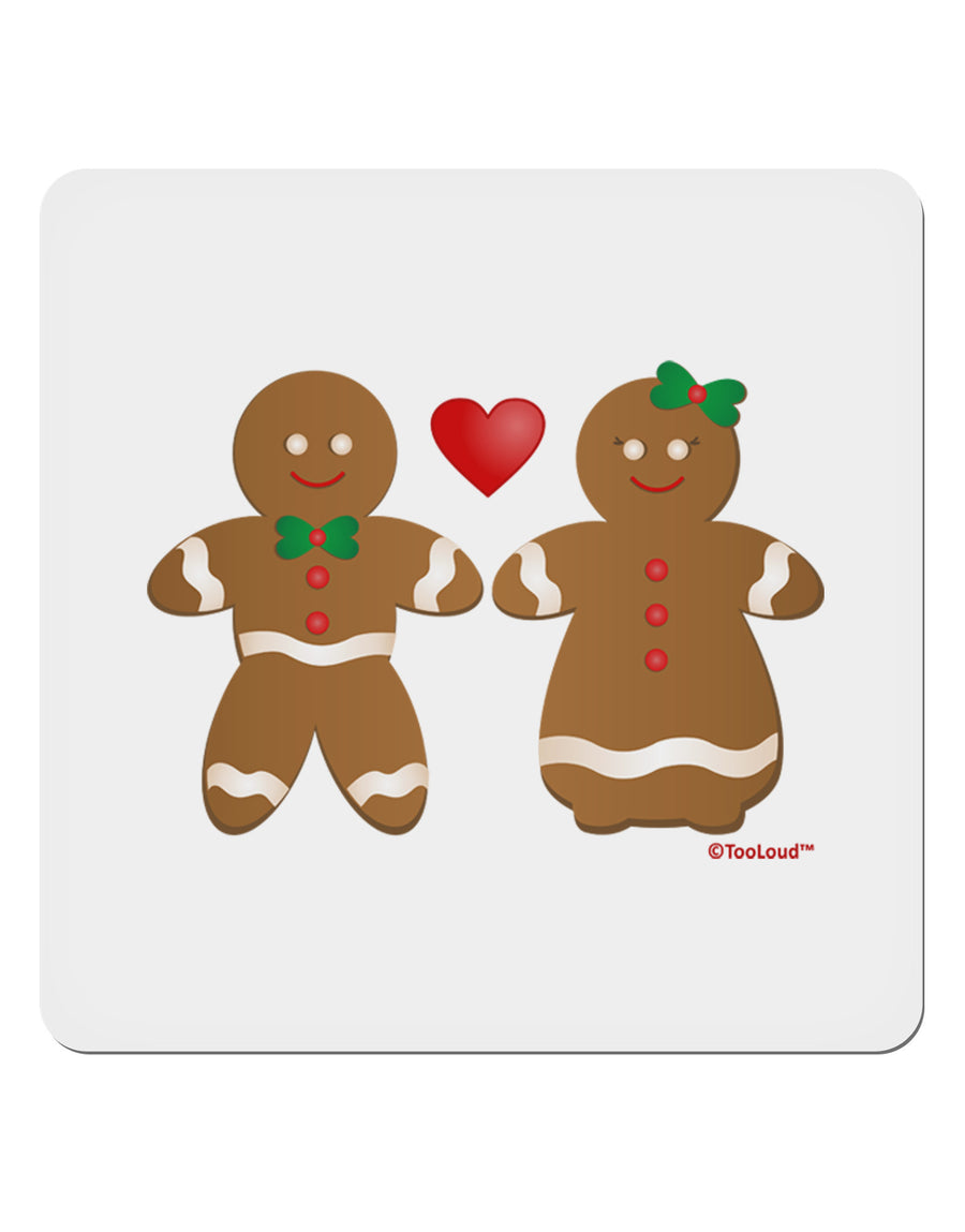 Gingerbread Man and Gingerbread Woman Couple 4x4&#x22; Square Sticker 4 Pieces-Stickers-TooLoud-White-Davson Sales