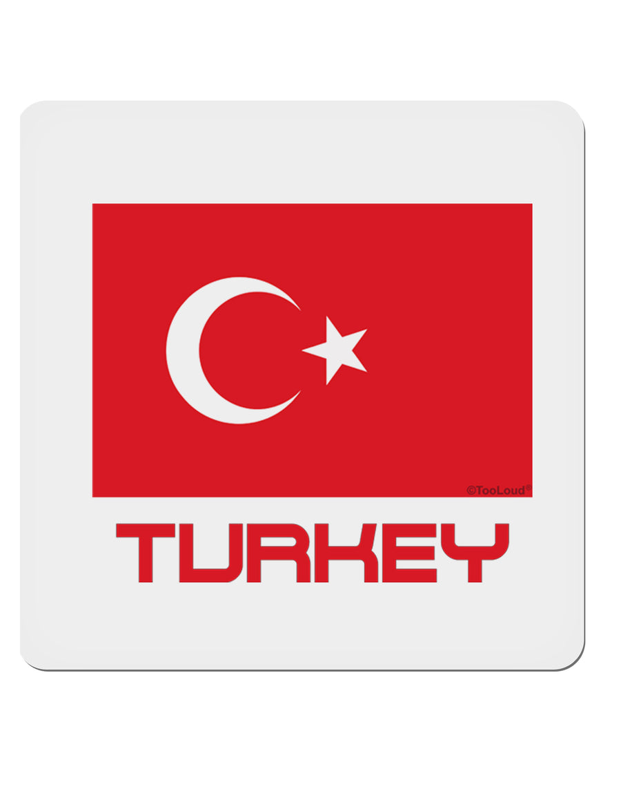 Turkey Flag with Text 4x4&#x22; Square Sticker-Stickers-TooLoud-1-Davson Sales