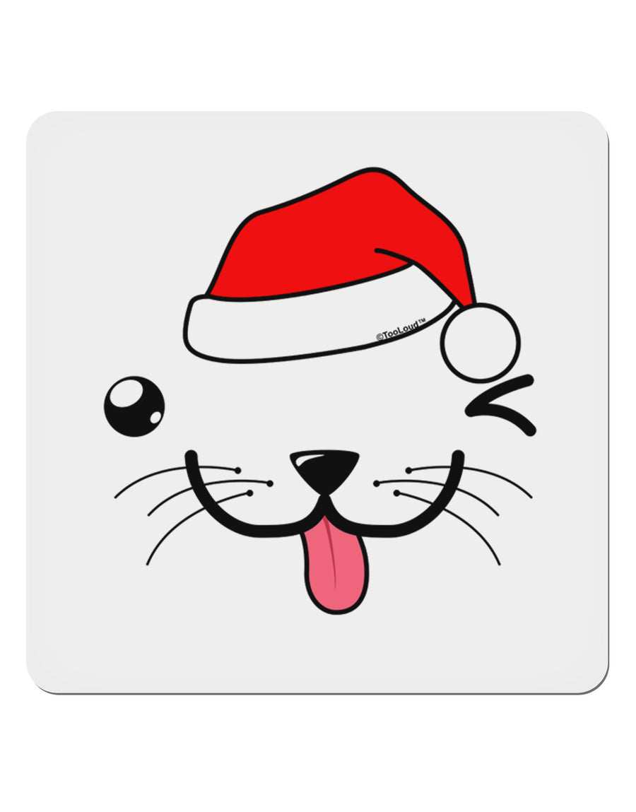 Kyu-T Face Puppino Santa Boy Dog 4x4&#x22; Square Sticker 4 Pieces-Stickers-TooLoud-White-Davson Sales