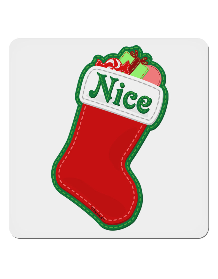 Nice Stocking Cute Christmas 4x4&#x22; Square Sticker 4 Pieces-Stickers-TooLoud-White-Davson Sales