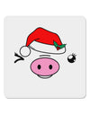 Kyu-T Face Oinkette Santa Hat Girl Pig 4x4&#x22; Square Sticker 4 Pieces-Stickers-TooLoud-White-Davson Sales