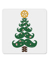 Mustache Christmas Tree 4x4&#x22; Square Sticker 4 Pieces-Stickers-TooLoud-White-Davson Sales