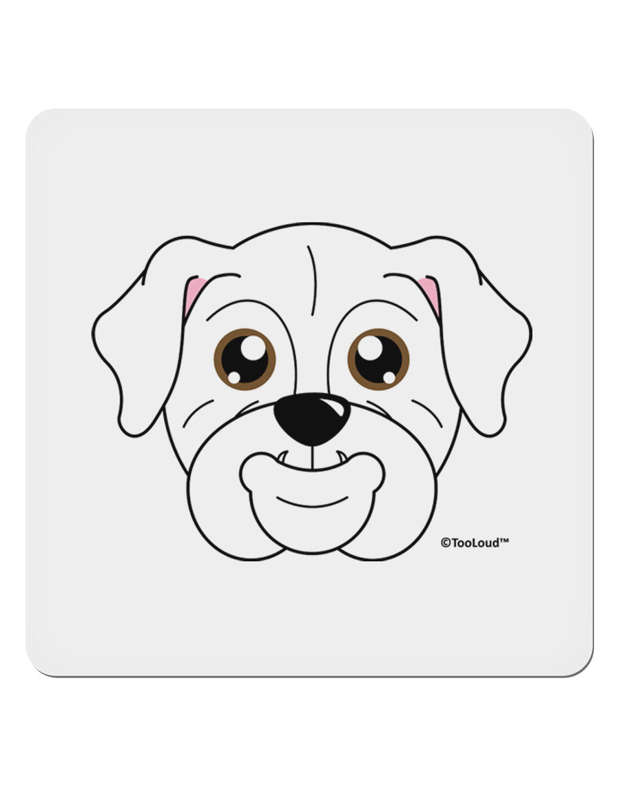 Cute Bulldog - White 4x4&#x22; Square Sticker 4 Pieces-Stickers-TooLoud-White-Davson Sales