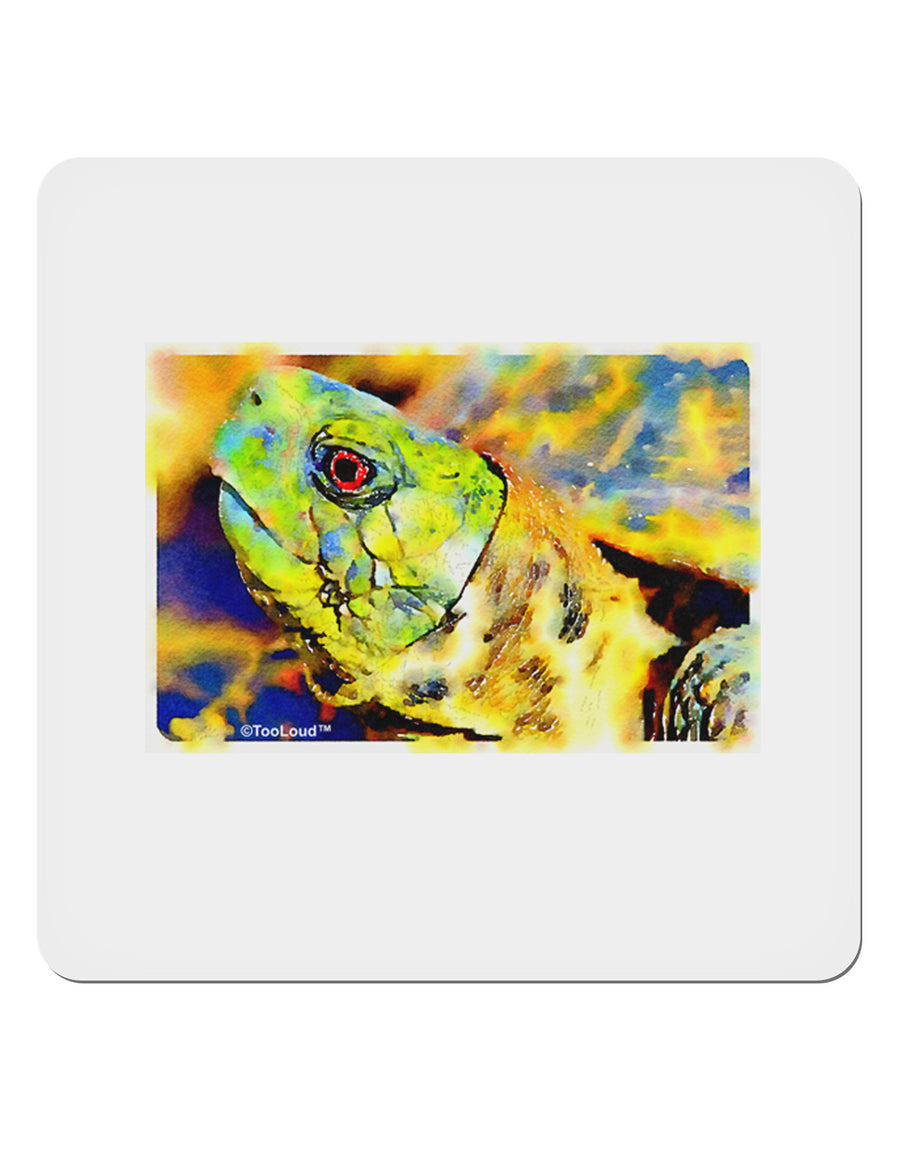 Menacing Turtle Watercolor 4x4&#x22; Square Sticker-Stickers-TooLoud-1-Davson Sales