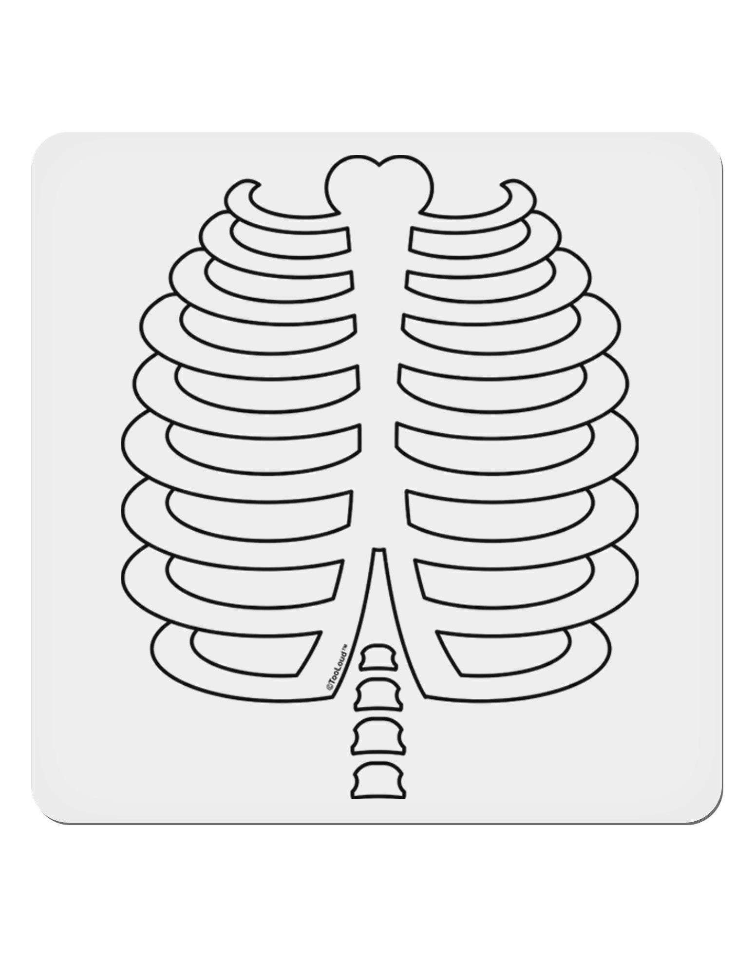 Skeleton Ribcage Halloween 4x4&#x22; Square Sticker 4 Pieces-Stickers-TooLoud-White-Davson Sales