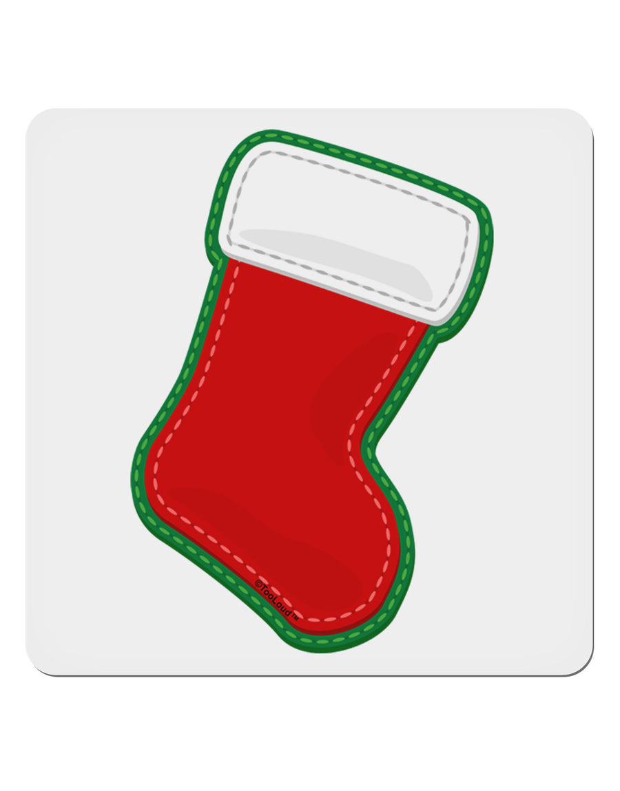 Cute Faux Applique Christmas Stocking 4x4&#x22; Square Sticker 4 Pieces-Stickers-TooLoud-White-Davson Sales