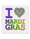 I Love Heart Mardi Gras 4x4&#x22; Square Sticker 4 Pieces-Stickers-TooLoud-White-Davson Sales