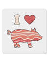 I Heart My Bacon Pig Silhouette 4x4&#x22; Square Sticker 4 Pieces-Stickers-TooLoud-White-Davson Sales