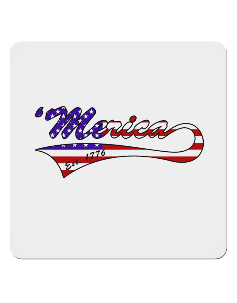 Merica Established 1776 - American Flag Style 4x4&#x22; Square Sticker 4 Pieces-Stickers-TooLoud-White-Davson Sales