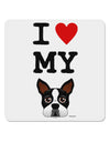 I Heart My Boston Terrier 4x4&#x22; Square Sticker 4 Pieces-Stickers-TooLoud-White-Davson Sales