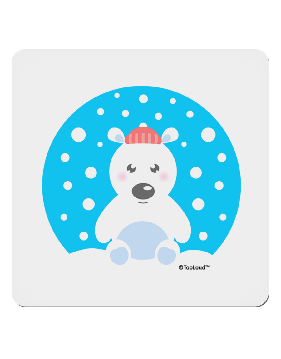 Cute Polar Bear - Christmas 4x4&#x22; Square Sticker 4 Pieces-Stickers-TooLoud-White-Davson Sales