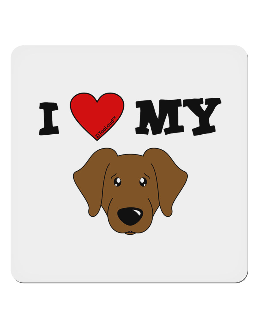 I Heart My - Cute Chocolate Labrador Retriever Dog 4x4&#x22; Square Sticker 4 Pieces-Stickers-TooLoud-White-Davson Sales