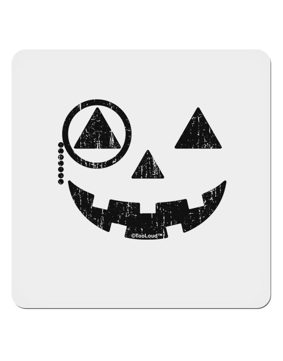 Monocle Jack-o-Lantern Distressed 4x4&#x22; Square Sticker 4 Pieces-Stickers-TooLoud-White-Davson Sales