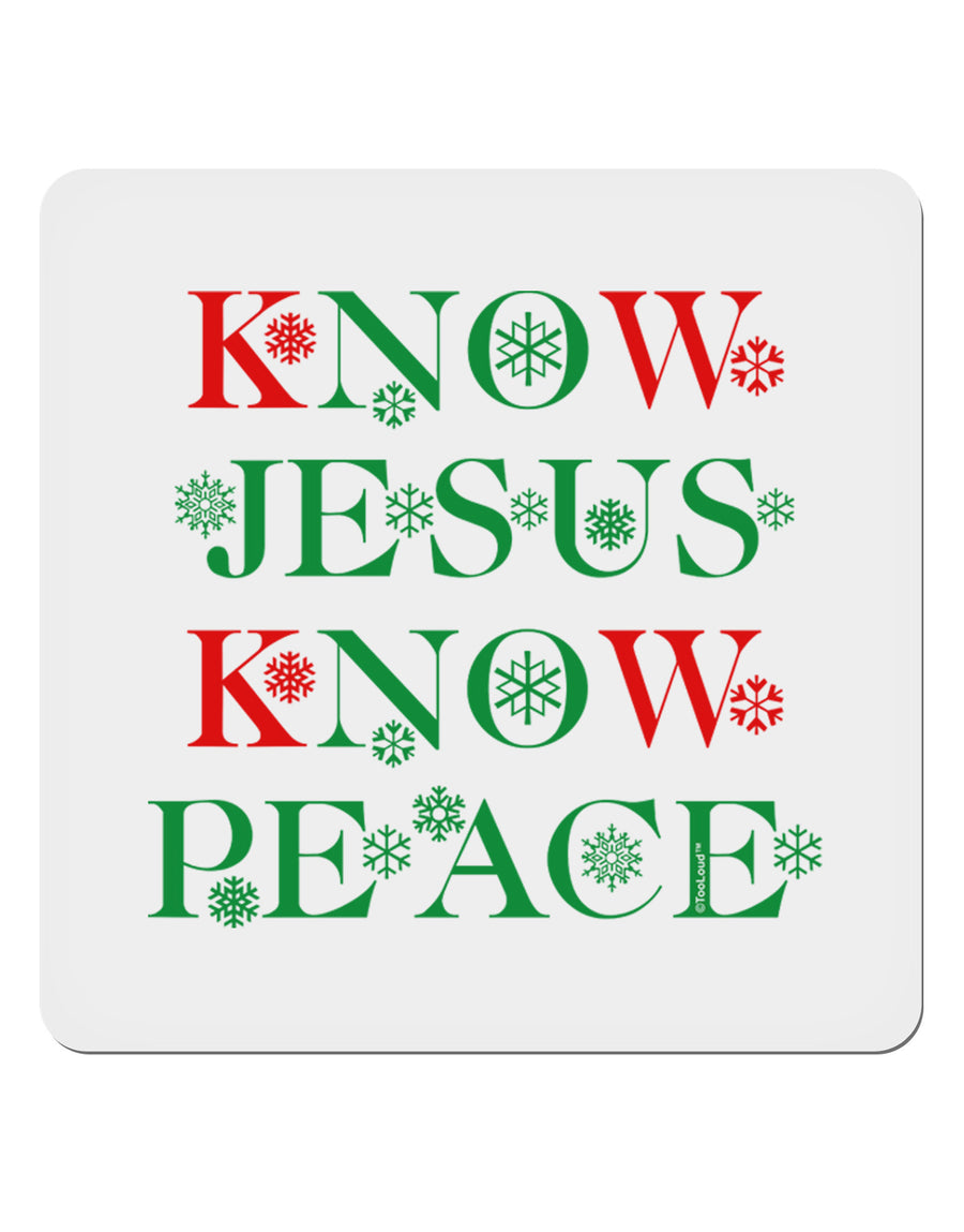 Know Jesus Know Peace Christmas 4x4&#x22; Square Sticker 4 Pieces-Stickers-TooLoud-White-Davson Sales