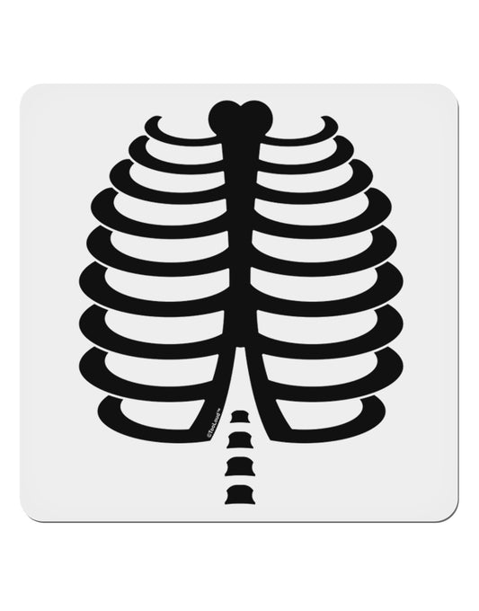 Black Skeleton Ribcage Halloween 4x4&#x22; Square Sticker 4 Pieces-Stickers-TooLoud-White-Davson Sales