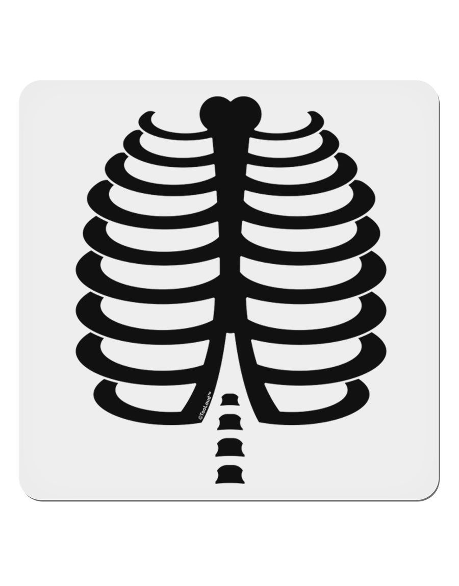 Black Skeleton Ribcage Halloween 4x4&#x22; Square Sticker 4 Pieces-Stickers-TooLoud-White-Davson Sales