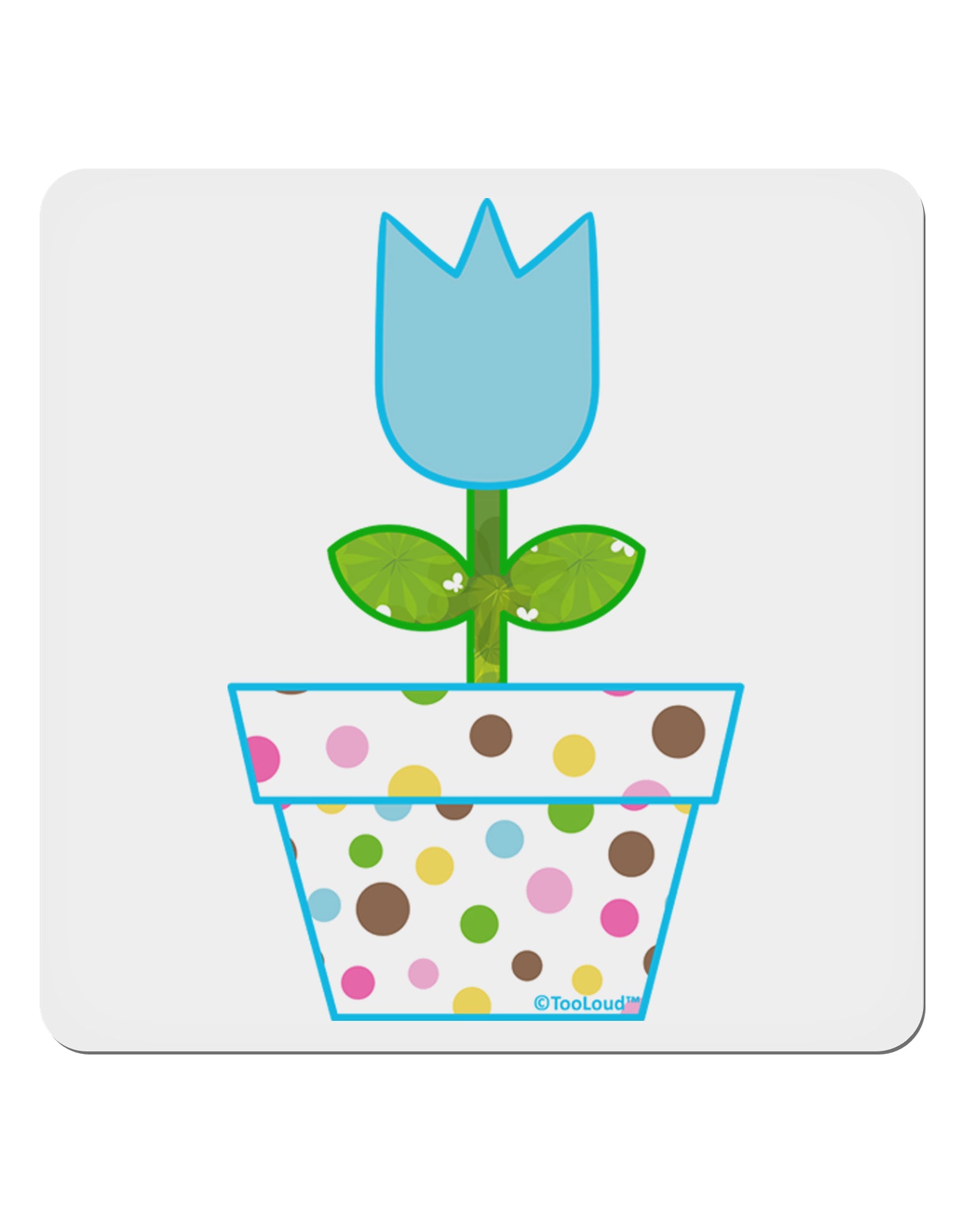 Easter Tulip Design - Blue 4x4&#x22; Square Sticker 4 Pieces-Stickers-TooLoud-White-Davson Sales