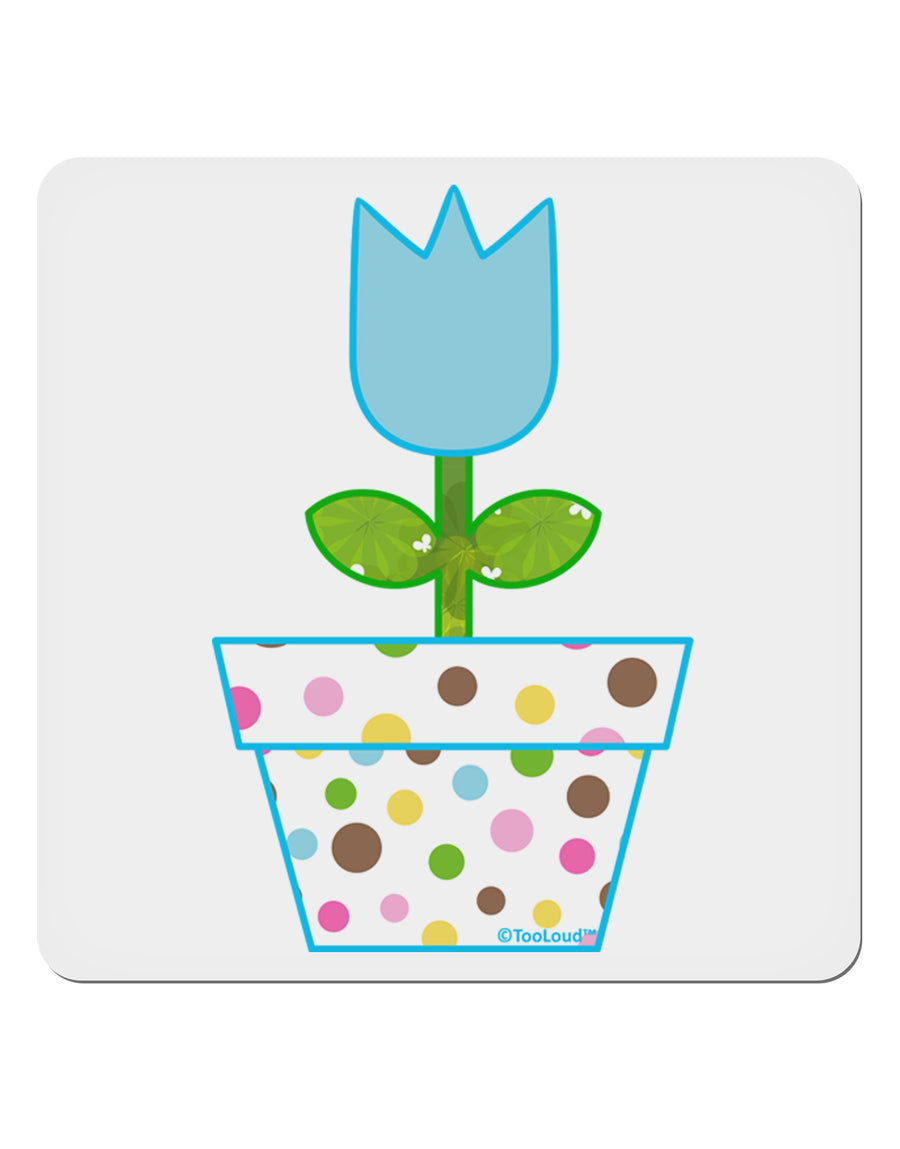 Easter Tulip Design - Blue 4x4&#x22; Square Sticker 4 Pieces-Stickers-TooLoud-White-Davson Sales