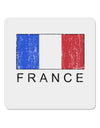 French Flag - France Text Distressed 4x4&#x22; Square Sticker 4 Pieces-Stickers-TooLoud-White-Davson Sales