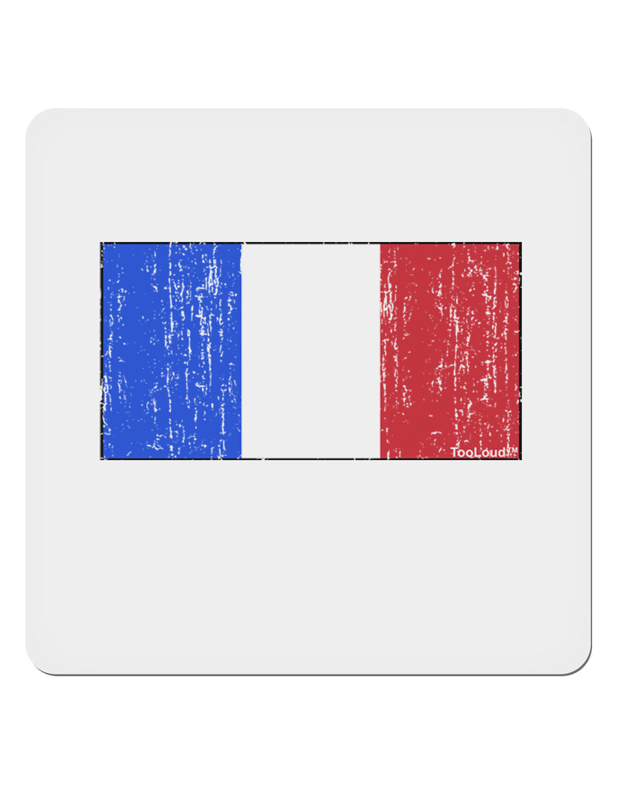 French Flag - France Distressed 4x4&#x22; Square Sticker 4 Pieces-Stickers-TooLoud-White-Davson Sales