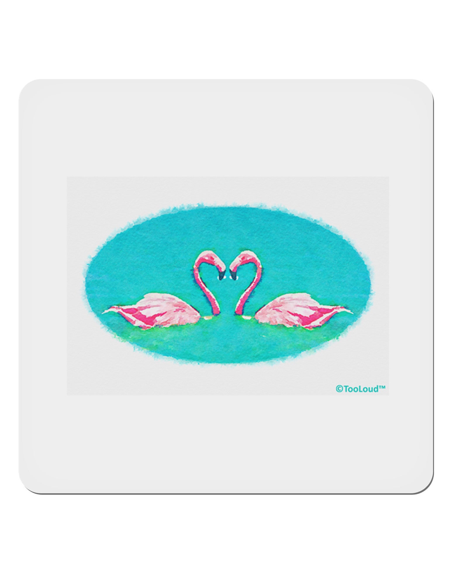 Love Birds - Flamingos Watercolor 4x4&#x22; Square Sticker 4 Pieces-Stickers-TooLoud-White-Davson Sales