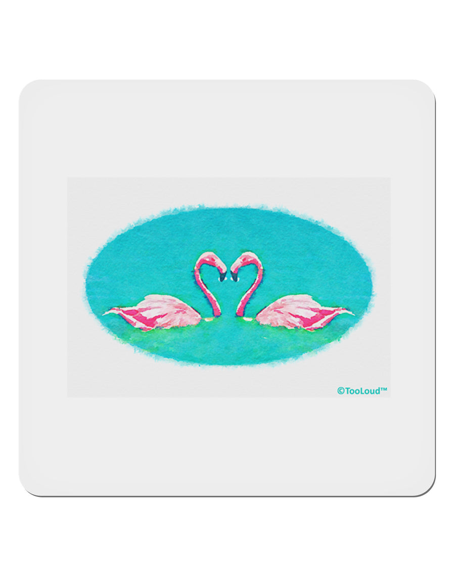 Love Birds - Flamingos Watercolor 4x4&#x22; Square Sticker 4 Pieces-Stickers-TooLoud-White-Davson Sales