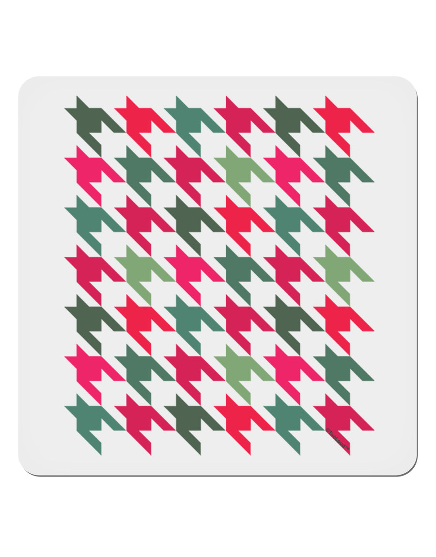 Christmas Red and Green Houndstooth 4x4&#x22; Square Sticker 4 Pieces-Stickers-TooLoud-White-Davson Sales