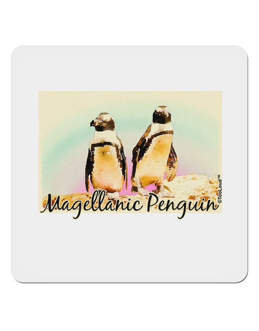 Magellanic Penguin Text 4x4&#x22; Square Sticker 4 Pieces-Stickers-TooLoud-White-Davson Sales